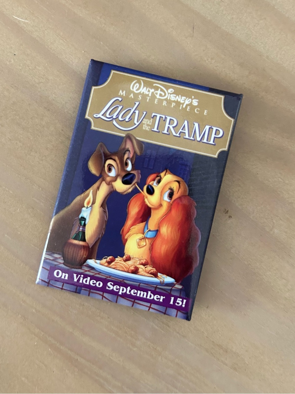 Vintage Disney Lady and the Tramp Promo Pin Video Release Sept 15 Collectible